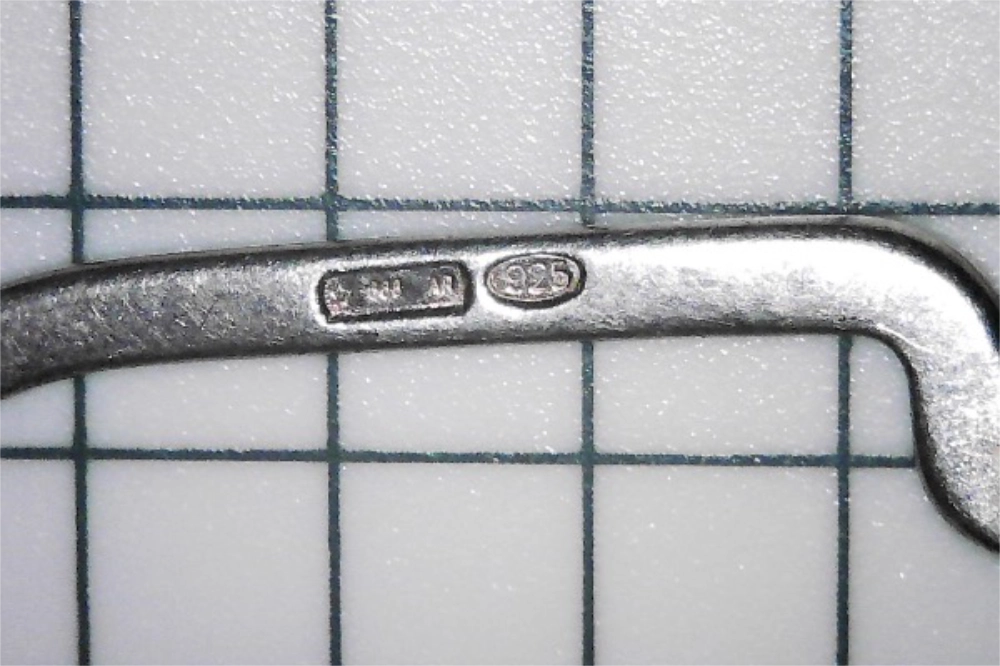 Hallmark of Vintage Italian Sterling Silver Arezzo Keychain wih 888 AR and 925 etched