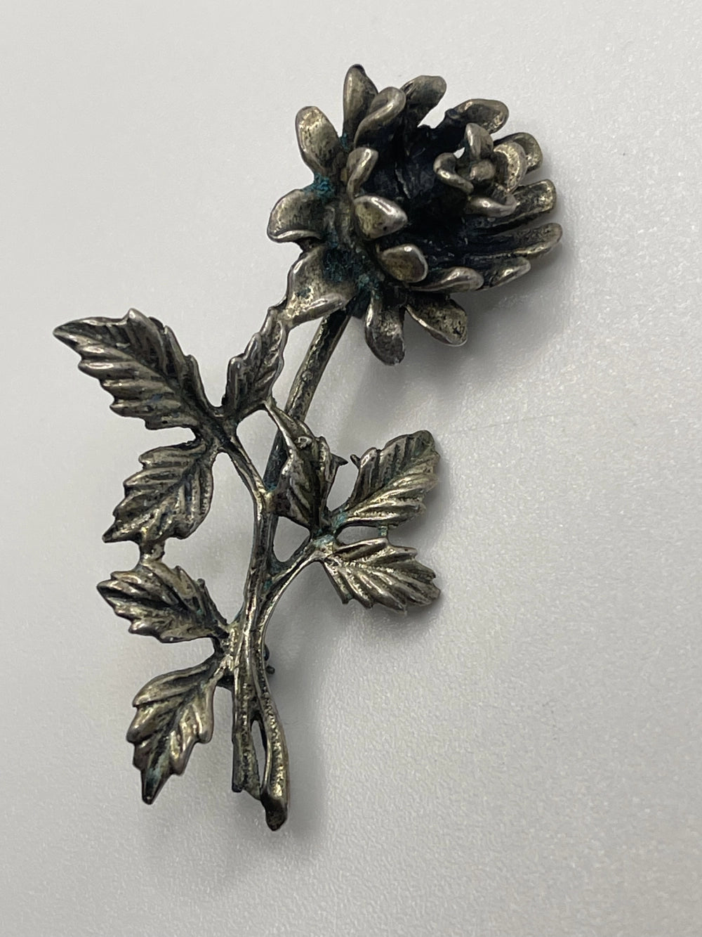 Vintage JewelArt Sterling Silver Rose Brooch Pin