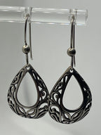 Vintage Jezlaine JEZ Silver 925 Filigree Teardrop Earrings