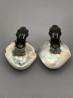 Hallmark of Vintage Taxco Mexico 925 Silver Shell Clip On Earrings with 925  TR-55 etched