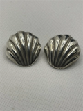 Vintage Taxco Mexico 925 Silver Shell Clip On Earrings
