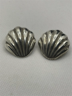 Vintage Taxco Mexico 925 Silver Shell Clip On Earrings