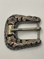 Front side view of Vintage Mexican Sterling Silver 0925 Ranger Belt Buckle