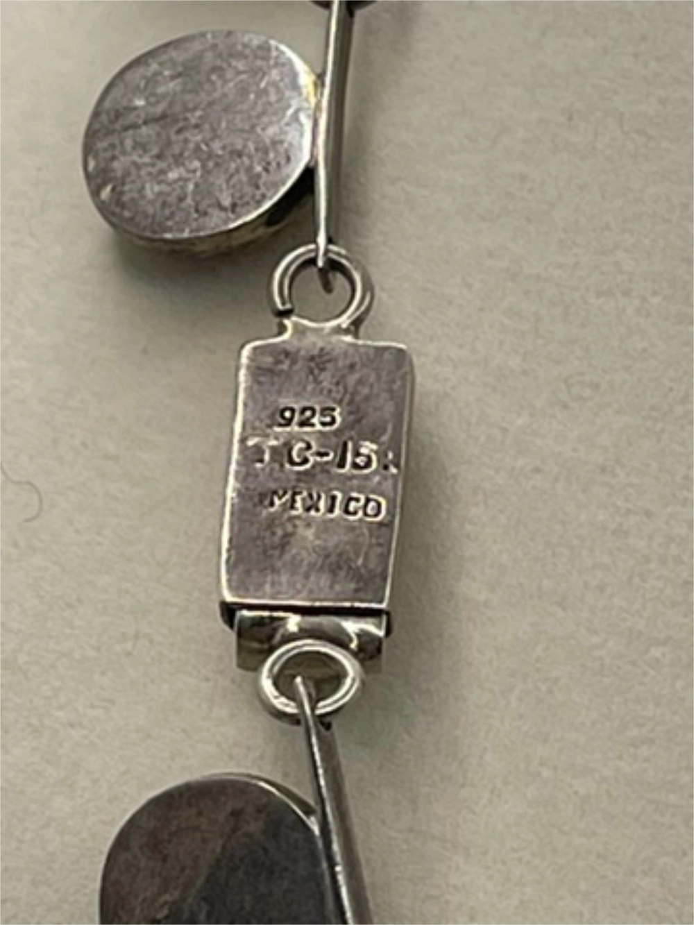 Hallmark with 925 TCC-14 Mexico from the Vintage Mexican Taxco Sterling Silver Inlay Link Necklace