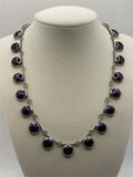 Vintage Mexican Taxco Sterling Silver Inlay Link Necklace