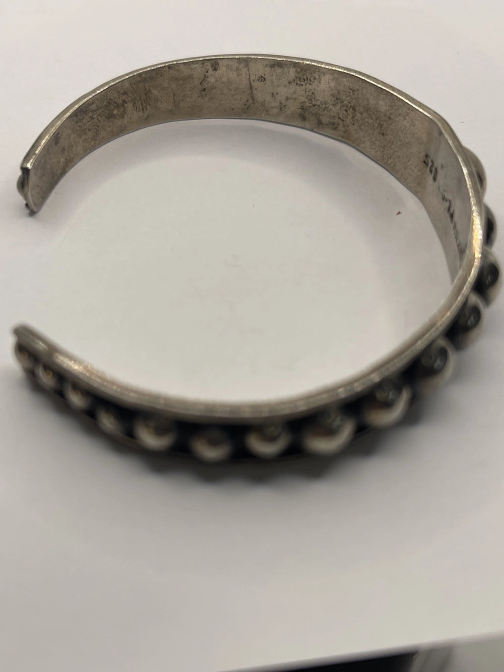 Side view of Vintage Anthony Pineda 970 Sterling Silver Modernist Cuff Bracelet
