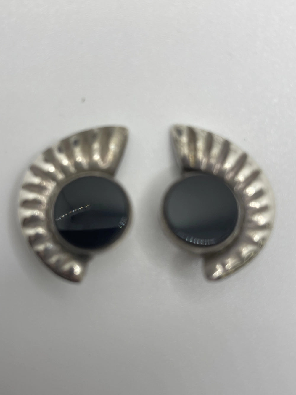 Back View of the Vintage Sterling Silver Scalloped Shell Design Clip On Earrings