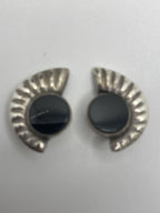 Back View of the Vintage Sterling Silver Scalloped Shell Design Clip On Earrings