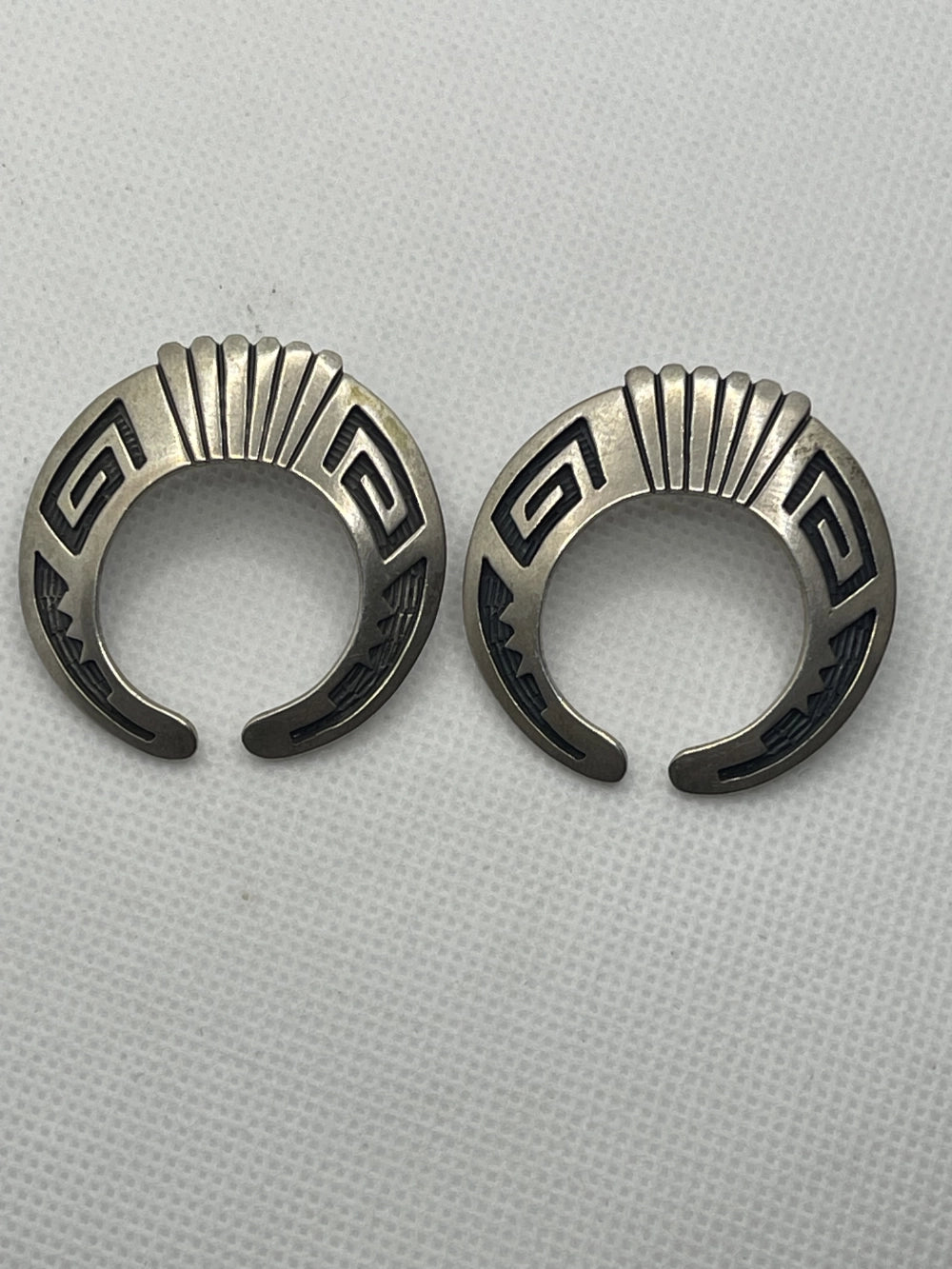 Vintage Mike Cast Southwestern Sterling Silver Horn Stud Earrings