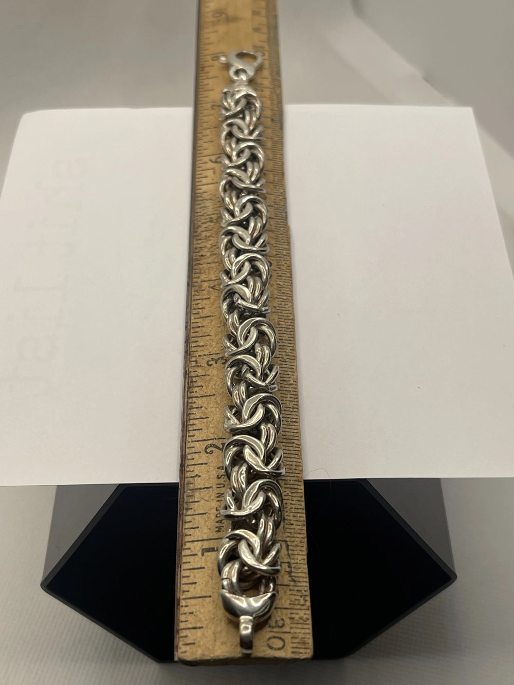 Measurement of Vintage Milor 925 Sterling Silver Italy Byzantine Link Bracelet