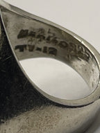 Closeup of Vintage Modernist Mexican Taxco .925 Sterling Silver Scalloped Dome Design Ring