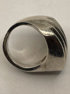 Left Side View of the Vintage Modernist Mexican Taxco .925 Sterling Silver Scalloped Dome Design Ring