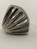 Front View of the Vintage Modernist Mexican Taxco .925 Sterling Silver Scalloped Dome Design Ring