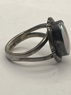Side VIew of the Vintage NAKAI Sterling Silver Pink Mother of Pearl Navajo Ring
