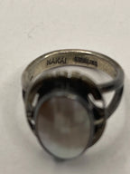 Front View of the Vintage NAKAI Sterling Silver Pink Mother of Pearl Navajo Ring