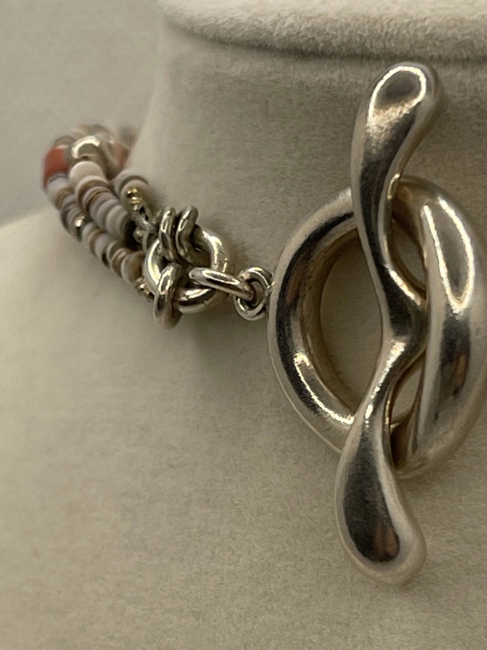 Closeup of the ring from the Vintage Native American Southwestern Style Multi Strand Treasure Necklace