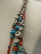 Closeup of beads ffom the Vintage Native American Southwestern Style Multi Strand Treasure Necklace
