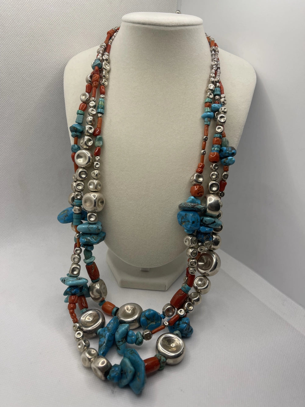 Vintage Native American Southwestern Style Multi Strand Treasure Necklace