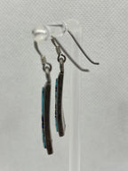 Side View of the Vintage Native American Shop Work Sterling Multi-Stone Inlay Dangle Earrings