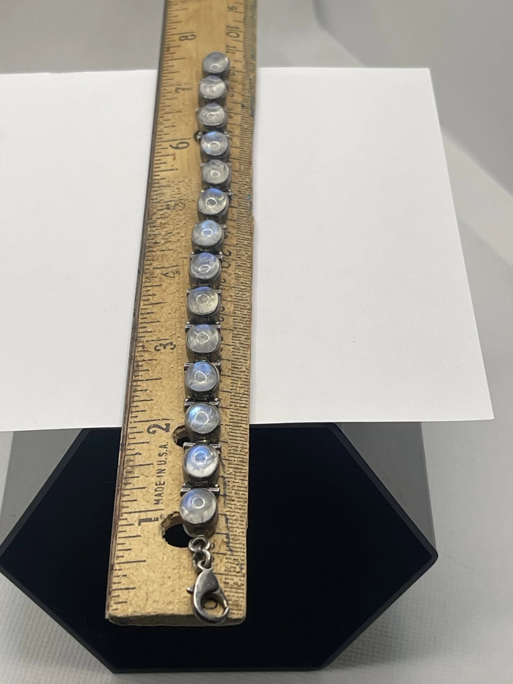 Measurement of Vintage Nicky Butler Rainbow Moonstone Link Bracelet