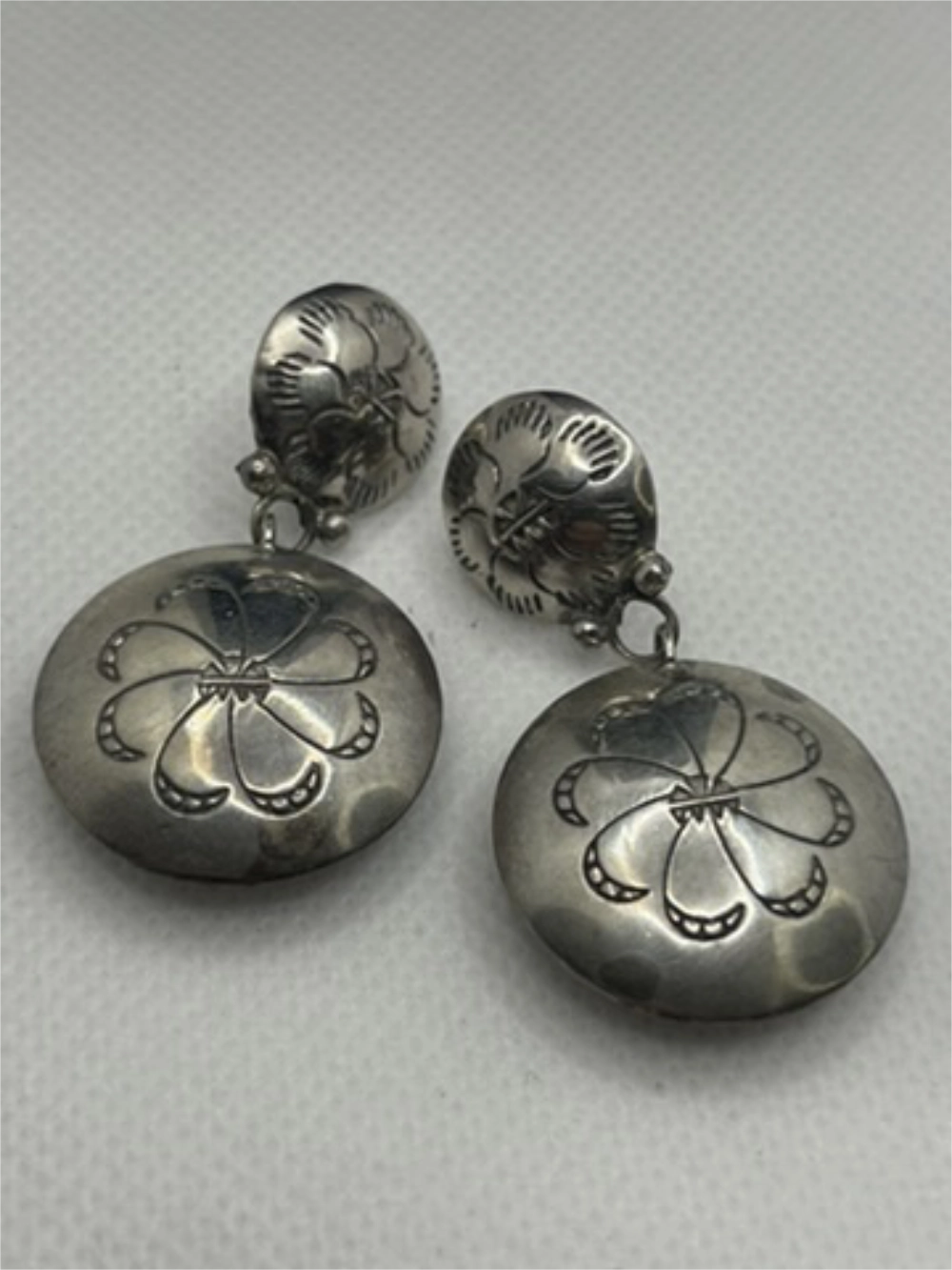 Vintage Ronnie Hurley Double Disc Concho Sterling Earrings