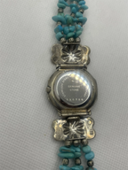 Hallmark of Vintage Sedona Southwest Style Turquoise Bead Silver Watch with Stainless Steel Genuine Stone 330786 etched