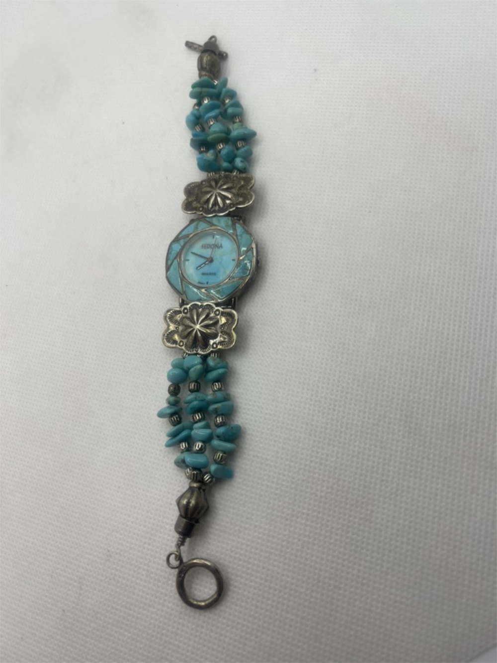 Vintage Sedona Southwest Style Turquoise Bead Silver Watch