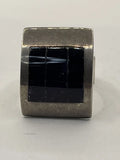 Front VIew of the Vintage Signed 925 DTR Jay King Desert Rose Trading Deep Purple Stone Sterling Modernist Ring