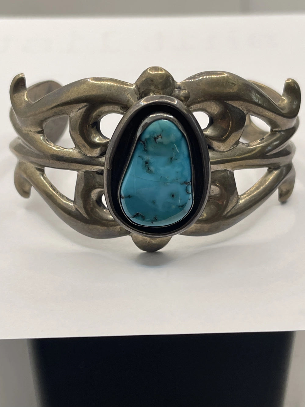 Signed Vintage Justin Morris Turquoise Sterling Cuff Bracelet