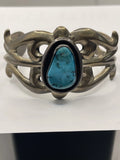 Signed Vintage Justin Morris Turquoise Sterling Cuff Bracelet