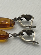 Posts of Vintage Soviet Era Russian Baltic Amber Silver Earrings