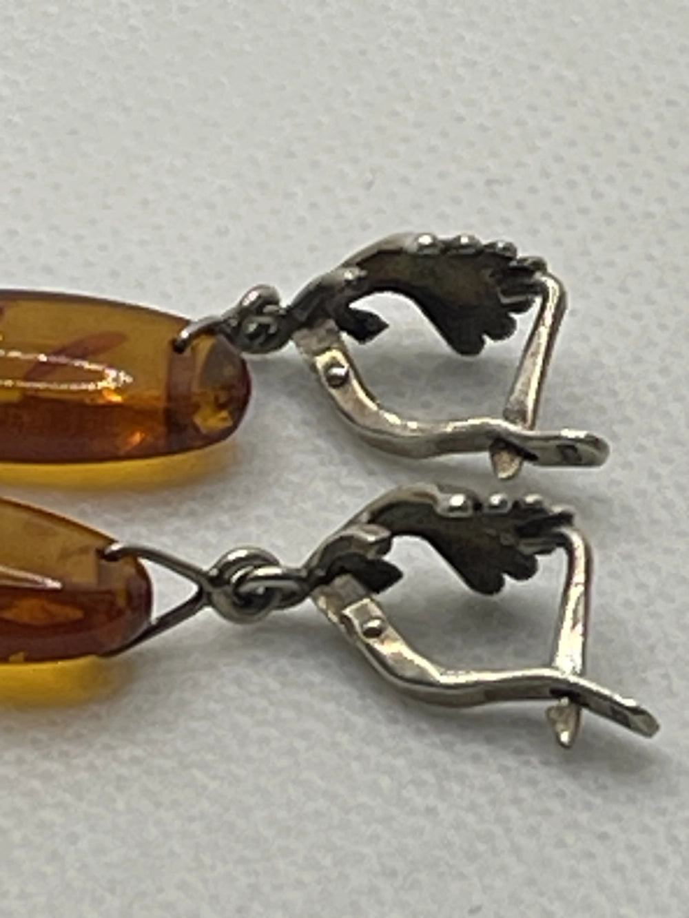 Posts of Vintage Soviet Era Russian Baltic Amber Silver Earrings