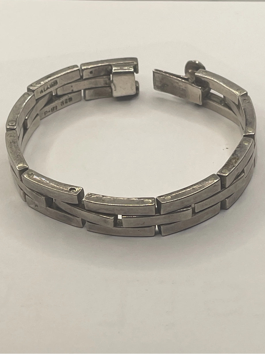 Vintage 925 Mexican Sterling Silver Modernist Link Bracelet