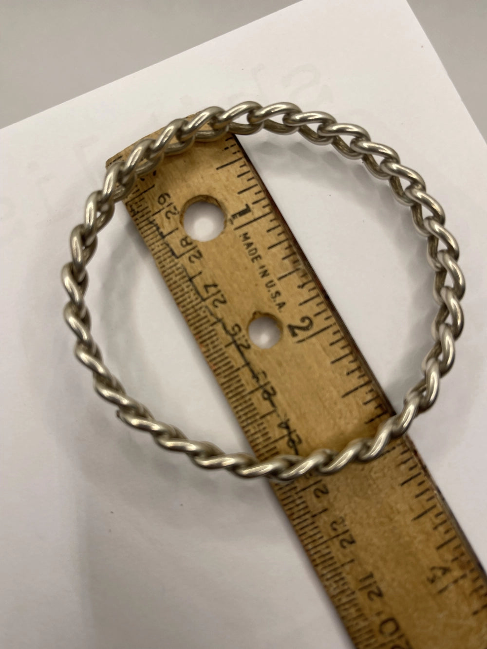 Measurement of Vintage Sterling Silver Rigid Curb Chain Bangle Bracelet