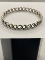 Vintage Sterling Silver Rigid Curb Chain Bangle Bracelet