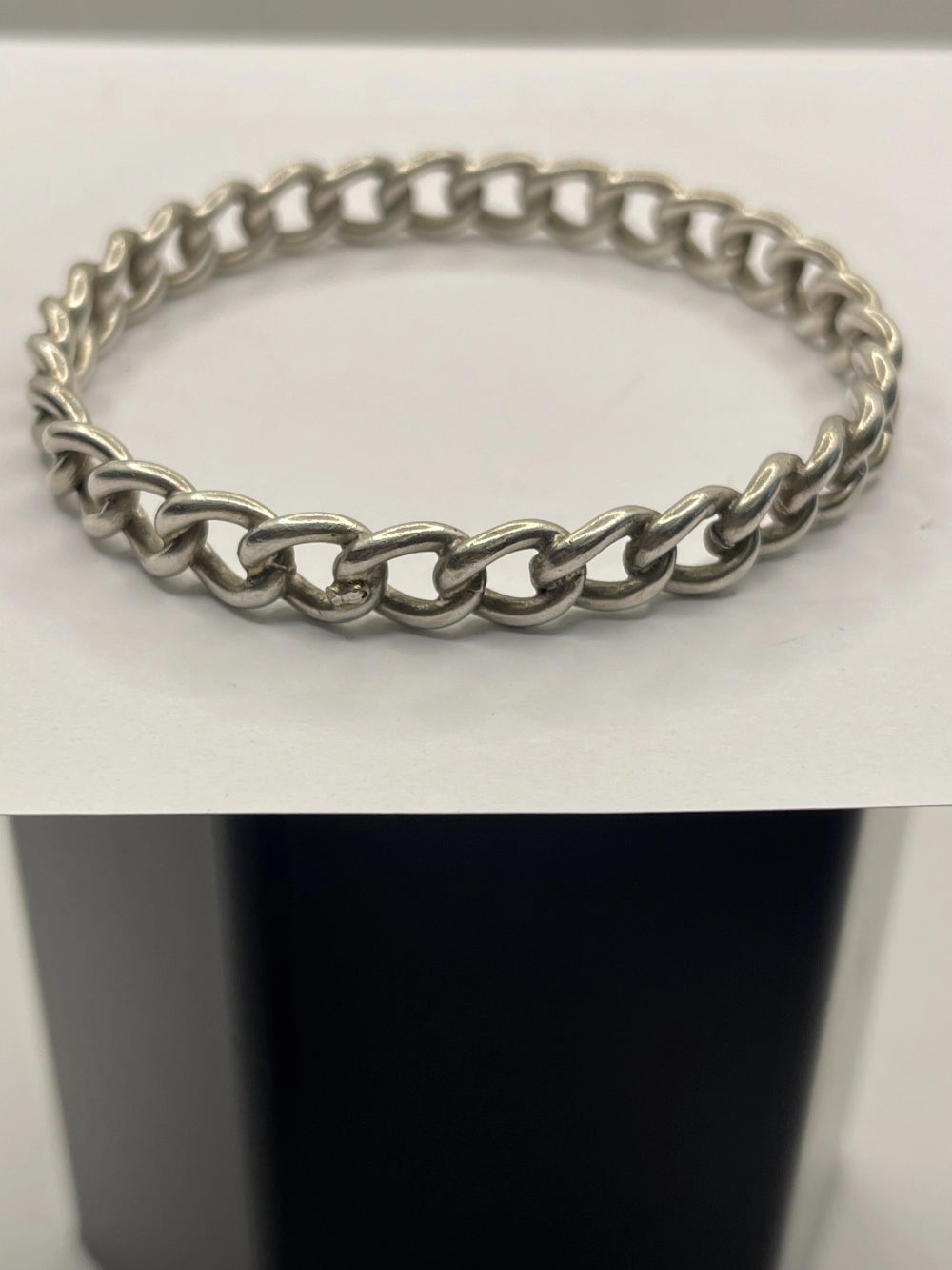 Vintage Sterling Silver Rigid Curb Chain Bangle Bracelet