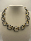 Vintage Two-Tone Sterling Silver Gold Vermeil Stylized Snake Collar Necklace