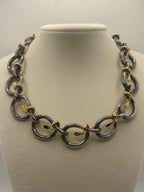 Vintage Two-Tone Sterling Silver Gold Vermeil Stylized Snake Collar Necklace