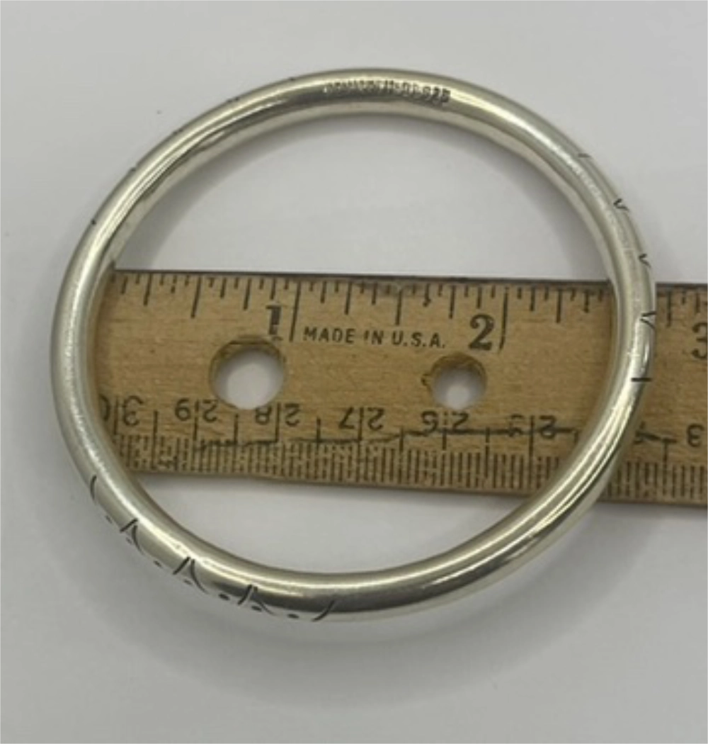 Measurements of Vintage Hand-Etched Taxco Mexico Sterling Silver Bangle Bracelet