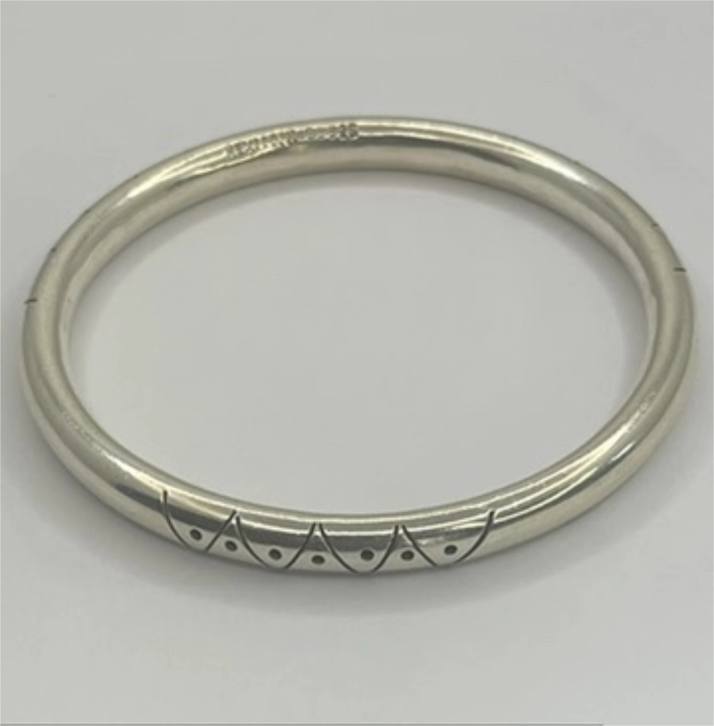 Vintage Hand-Etched Taxco Mexico Sterling Silver Bangle Bracelet