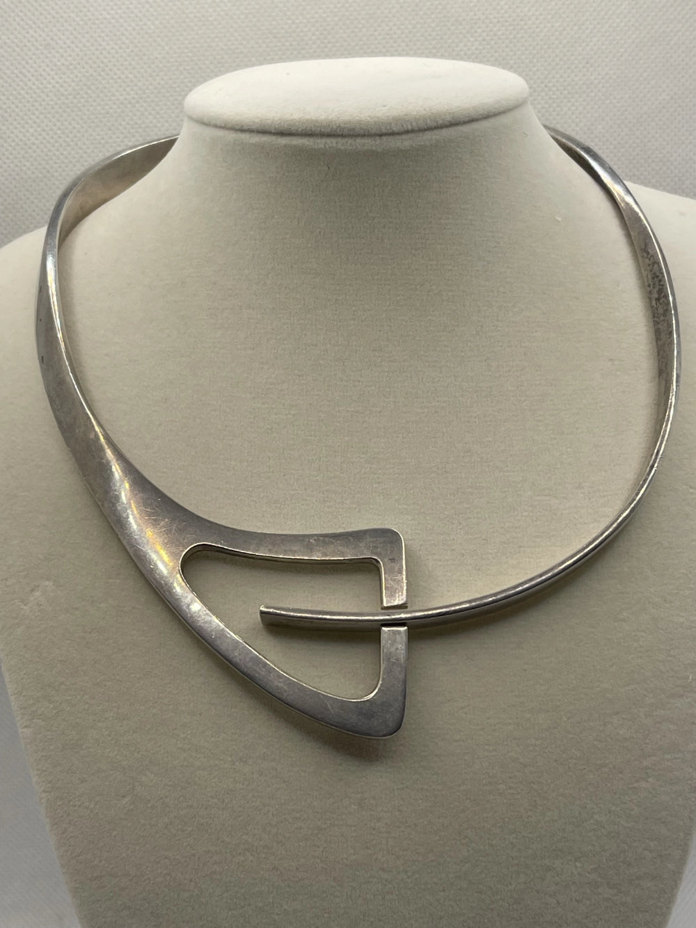 Vintage Taxco Mexico Silver Modernist Collar Choker
