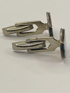 Side view of Vintage David Donahue Sterling Silver Rectangular Cufflinks