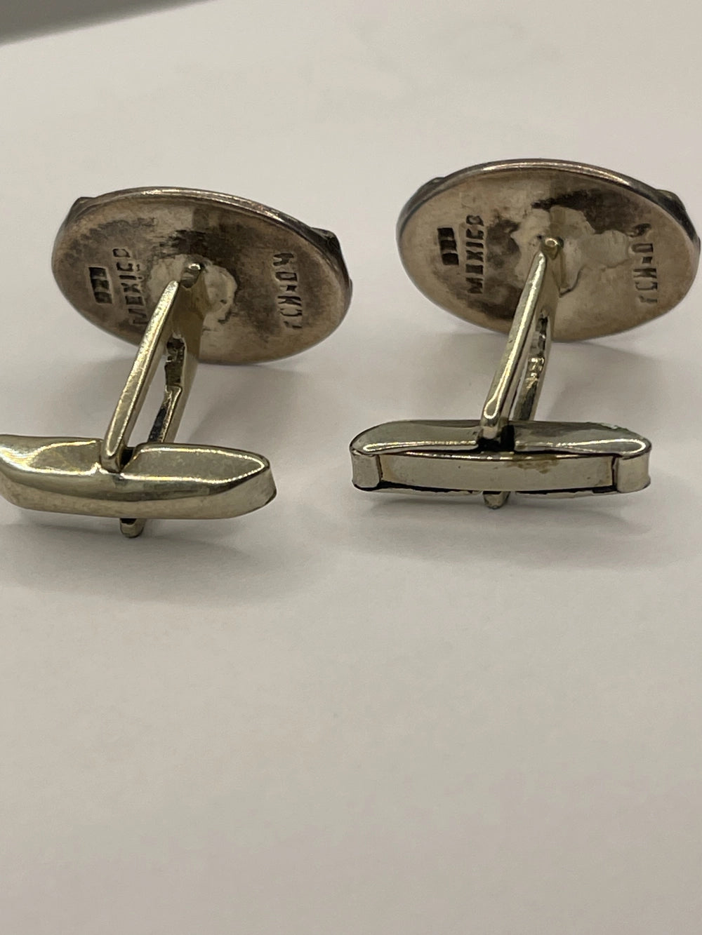 Back of Vintage David Donahue Sterling Silver Rectangular Cufflinks
