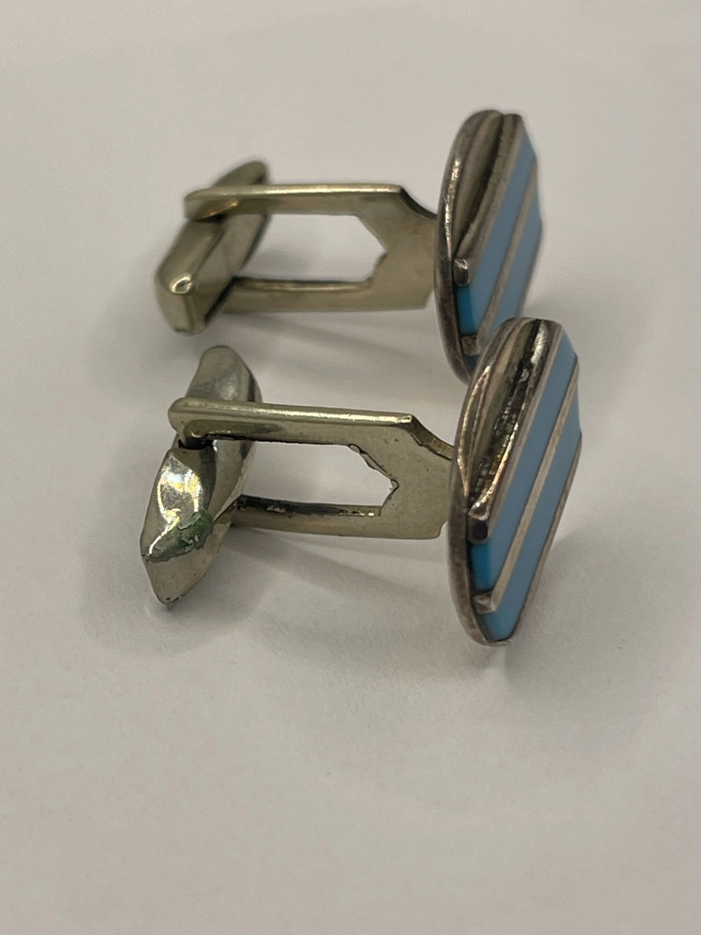 Left side of  David Donahue Sterling Silver Rectangular Cufflinks