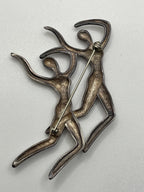 Back View of the Vintage Taxco Mexico TV-47 925 Silver Dancing Figures Brooch