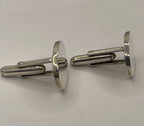 Left side view of Vintage Tiffany & Co. Oval Sterling Silver Cufflinks