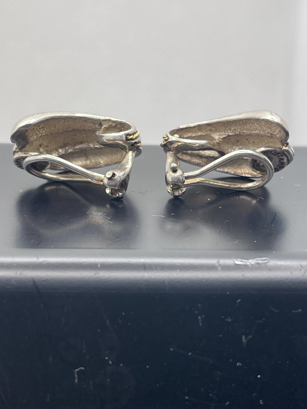 Back View of the Vintage Tiffany & Co. Shrimp Style Hoop Clip Earrings