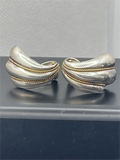 Front view of the Vintage Tiffany & Co. Shrimp Style Hoop Clip Earrings