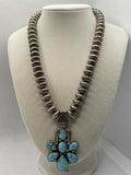 Vintage Tom Willeto Signed Turquoise Cluster Cross Necklace