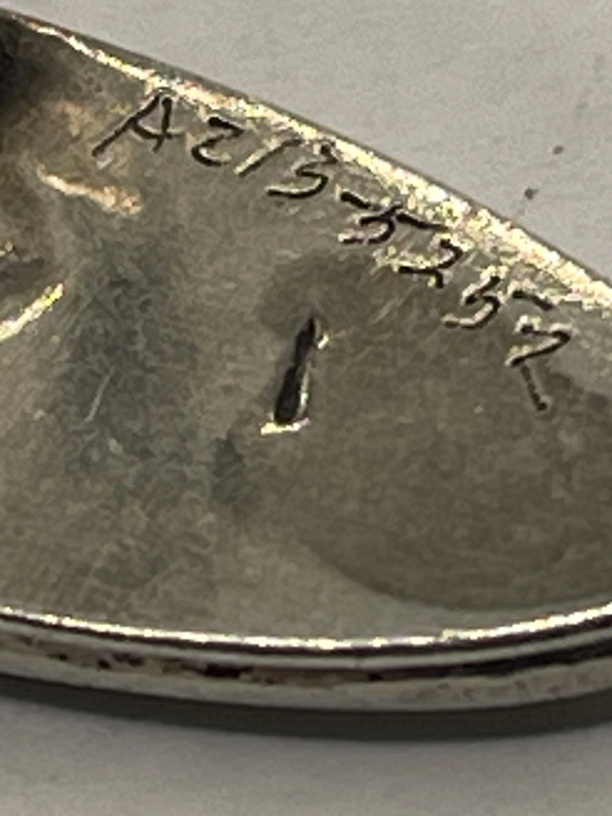 Extreme Closeup of Vintage Native American Hopi Silversmith Tony Kyasyousie Kokopelli Sterling Silver Ring